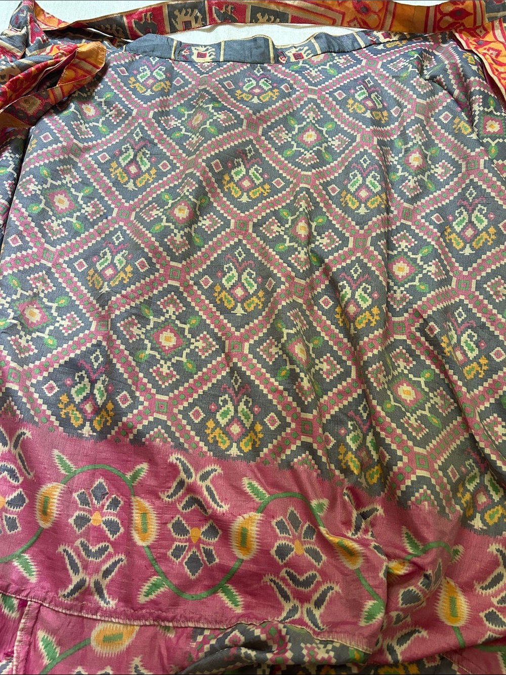 Unbranded Bohemian Silk? Wrap Maxi Skirt Mixed Media Aztec Print Summer Festival - Picture 10 of 11